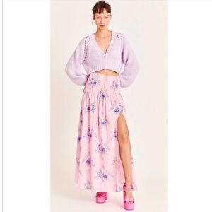 Loveshackfancy Falune Floral Cotton Maxi Skirt XS